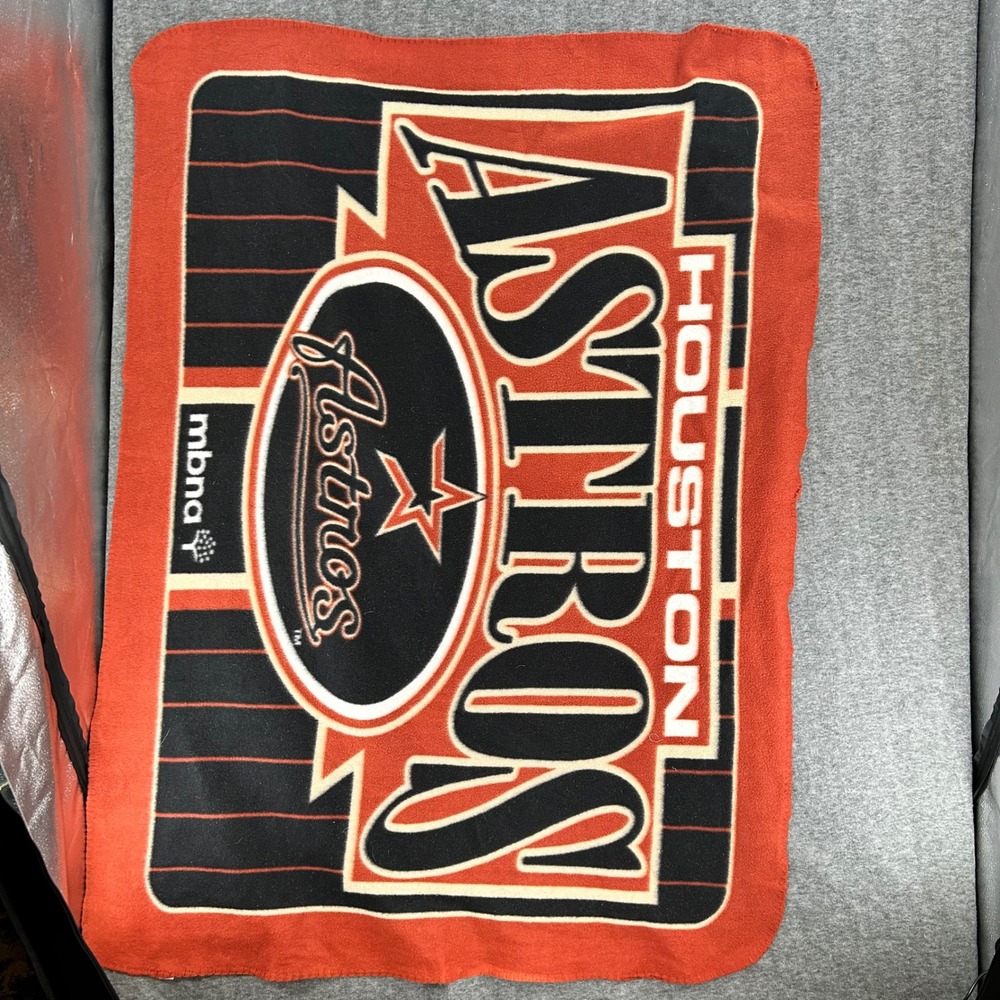 VTG Houston Astros MLB Fleece Stadium Blanket Orange Black Pinstripe Throw 44x56